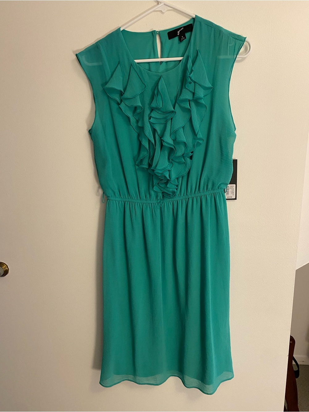 GNW Teal Ruffle-Front Midi Dress
